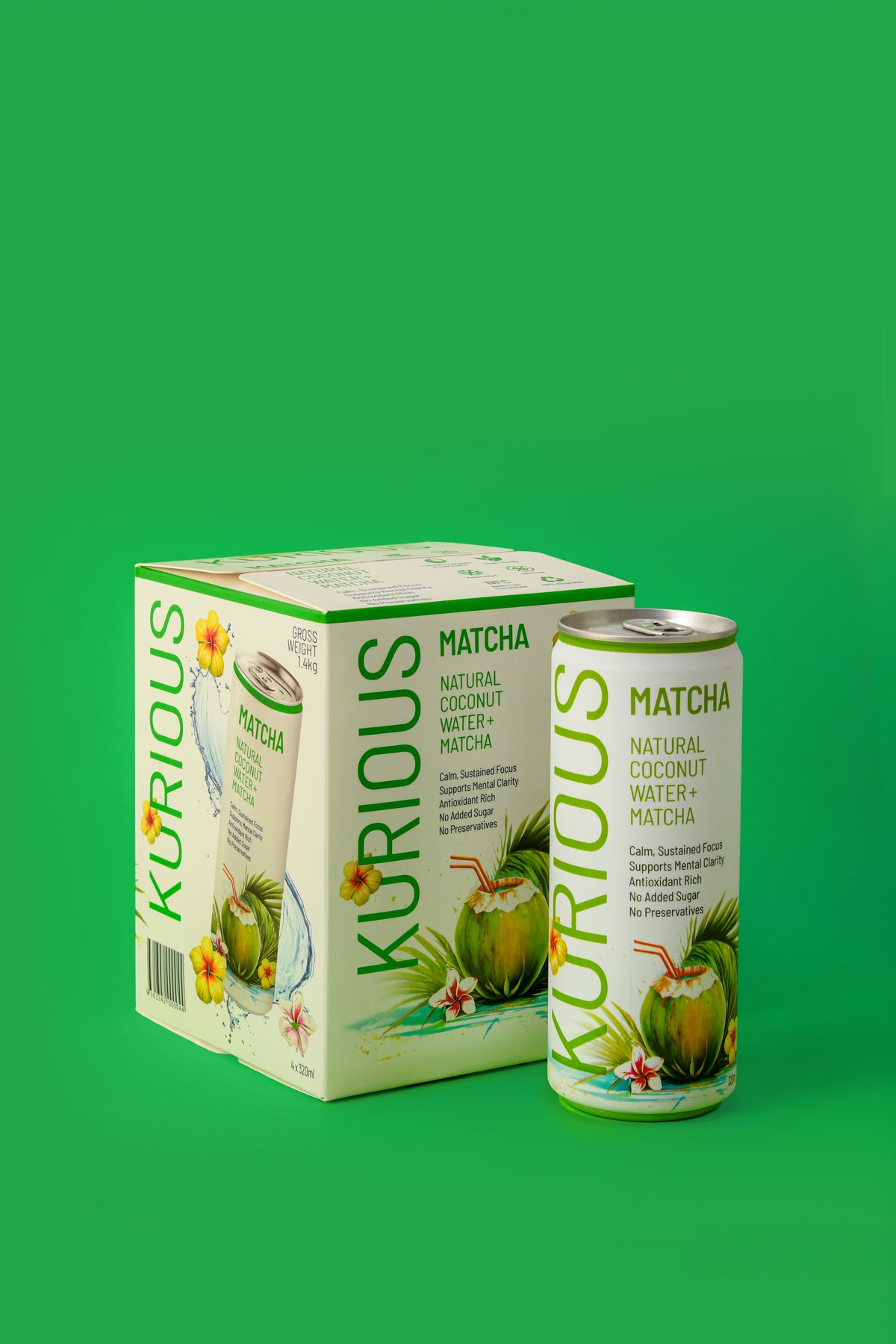 KURIOUS Matcha 320ml Can (24-Pack Carton)